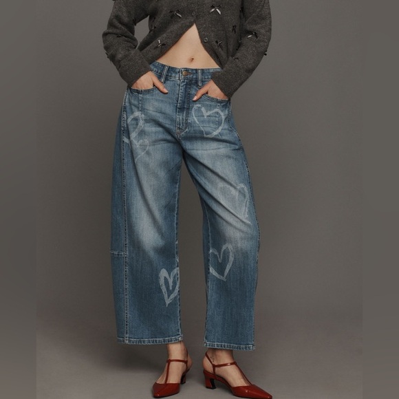 Anthropologie Denim - Anthropologie Graffiti Heart Barrel Jeans
